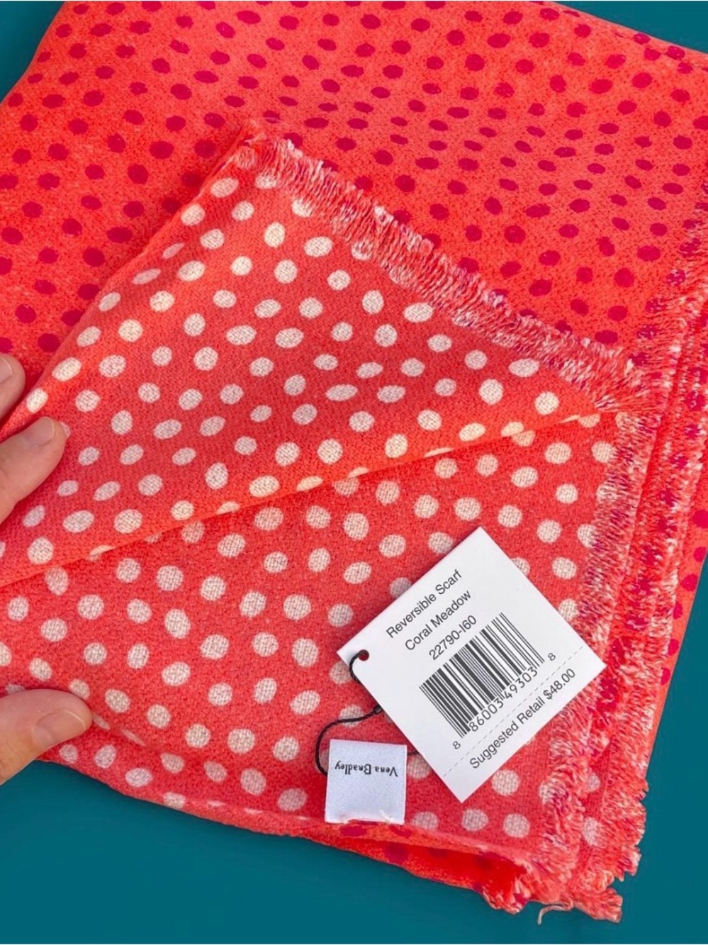 Vera Bradley Coral Meadow and Pink Reversible women’s Scarf